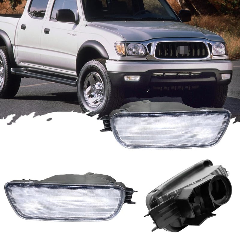 TurningMax For 2001 2002 2003 2004 Toyota Tacoma Front Bumper Turn Signal Lights Housing 81510-04080 TO2531140 Clear Lens - Image 1